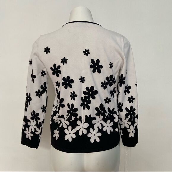 Alfred Dunner Floral Mod 60s style sweater flower power - Picture 4 of 13